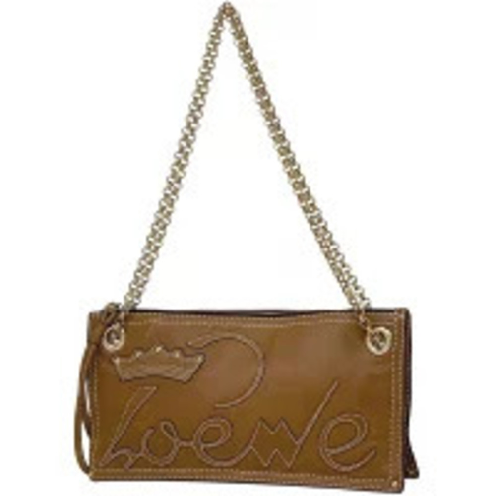 Loewe chain shoulder bag stitched leather brown